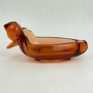 Amber Glass Duck Figurine
